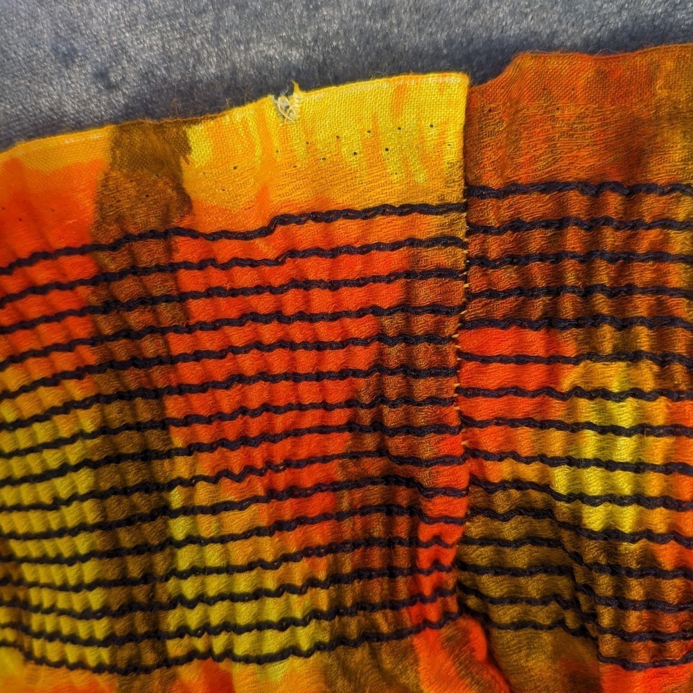 Vintage 70s Hawaiian Strapless Maxi Dress M ILGWU Neon Abstract Tiki Resort - Picture 13 of 15